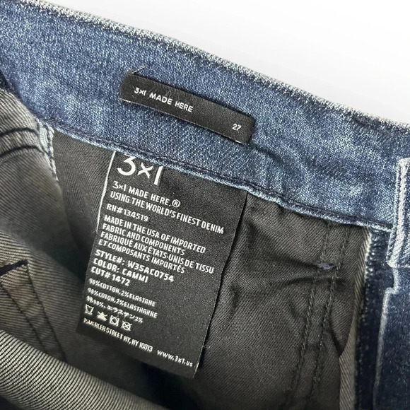 3X1  W3 Blue Cammi Cropped Distressed High-Rise Straight Leg Jeans 27 - Picture 10 of 10